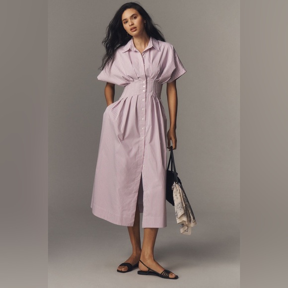 Anthropologie Dresses & Skirts - Anthropologie The Tobie Button-Front Pleated Shirt Dress